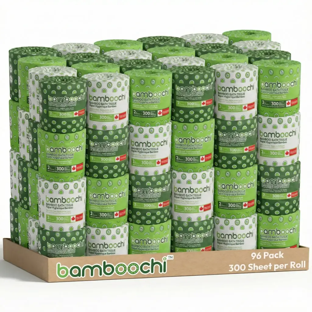 Bamboo Toilet Paper - Paper Wrapped Rolls (96 Rolls)